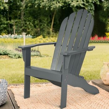 Chaise Adirondack d'extérieur en bois d'acacia avec design ergonomique - Gris 2