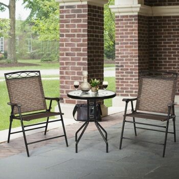 Ensemble de salle à manger de terrasse avec chaises et table de terrasse pliantes 1