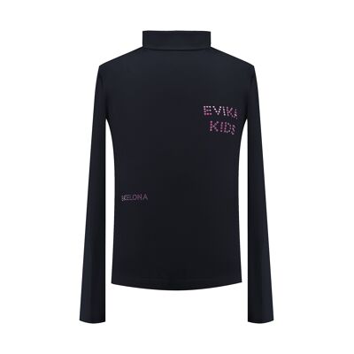 Black turtleneck with pink metal rhinestones