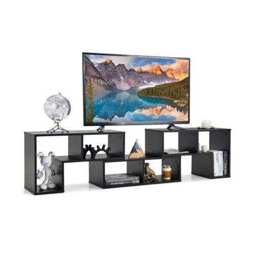 3 Stück Konsolen-Fernsehständer für Fernseher bis zu 65 Zoll mit Regalen-Schwarz