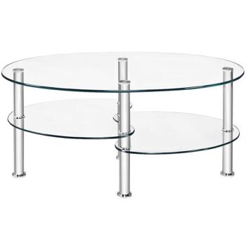 Table basse ovale transparente avec verre forgé 1