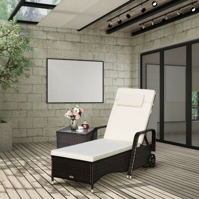 Outdoor -Liege gepolsterte Chaise Lounge mit verstellbarer Rückenlehne