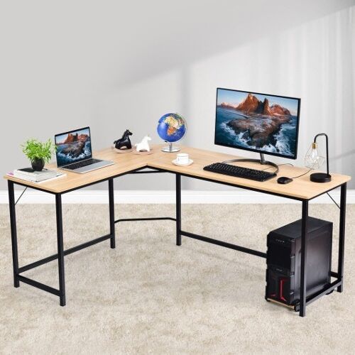 L-förmige Schreibtisch Corner Computer Desk PC Laptop-Spieltisch Workstation-natural