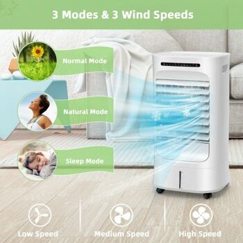 Refroidisseur d'air évaporatif portable 4 en 1 avec minuterie et 3 modes - Blanc 3