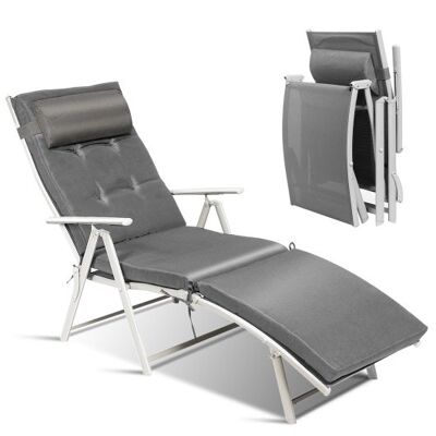 Außenleichte Klapp-Chaise-Lounge-Stuhl-Grau im Freien