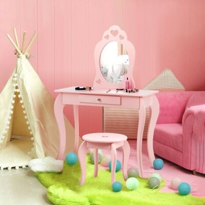 Kinder Prinzessin Make -up Dressing Play Tischset mit Spiegel -Pink