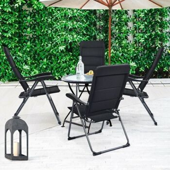 Lot de 4 chaises de terrasse pliantes avec dossier réglablenoir 1