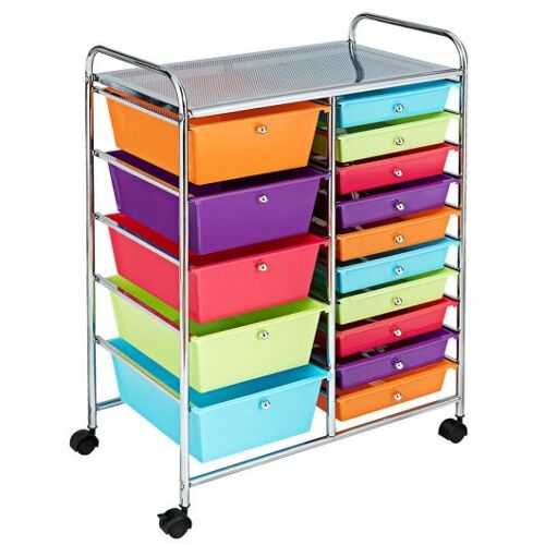 15-drawer-Dienstprogramm Rolling Organizer Cart Multi-Gebrauchspeicher-Deep-Multicolor
