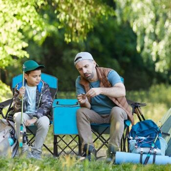 Chaises d'auvent de camping pliantes portables avec porte-gobelet bleu 2