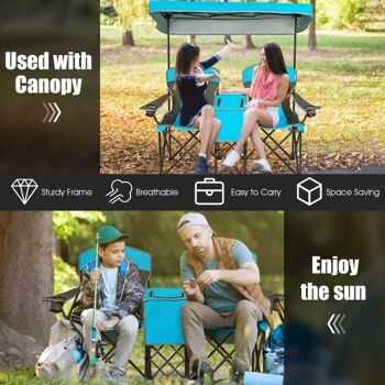 Chaises d'auvent de camping pliantes portables avec porte-gobelet bleu 3