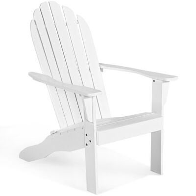Acacia Wood Outdoor Adirondack Stuhl mit ergonomischem Design-Weiß