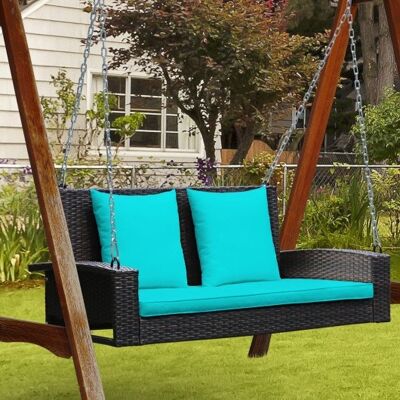 2-personen-Terrasse Rattan-Veranda mit Kissen-Turquoise