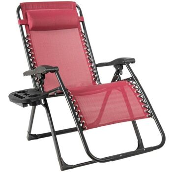 Chaise longue surdimensionnée Patio Heavy Duty Rattle Lounger-Dark Red Red 1