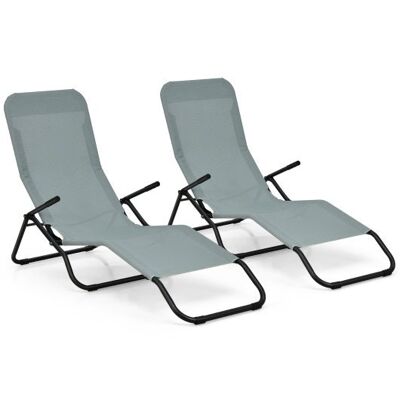 2 Stücke falten tragbare Terrassen-Chaise Liege mit Schaukel-Design-Light Green