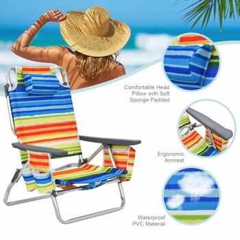 2 Packs 5-Position Outdoor Outdoor Backpack Beach Chair Deck Chair Set-Yellow Set-Yellow 2