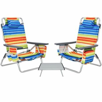 2 Packs 5-Position Outdoor Outdoor Backpack Beach Chair Deck Chair Set-Yellow Set-Yellow 3