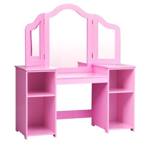 Kids Tri Folding Mirror Make-up Dressing Eitelkeitstisch Set-Pink