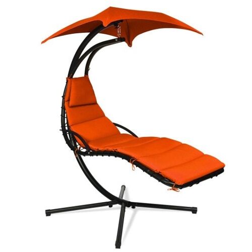 Hanging Stand Chaise Lounger Swing Stuhl mit Kissen-Orange ZAS10066