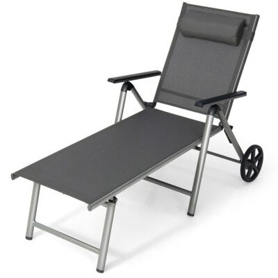Verstellbare Terrassenklapp -Chaise -Lounge -Stuhl mit Rädern