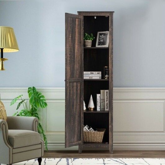 Tall rustic store linen cabinet