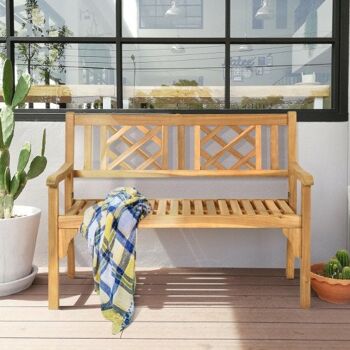 Banc pliable de terrasse avec dossier incurvé et accoudoirs 3