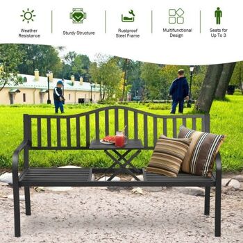 Cadre en acier pour banc de jardin avec table centrale réglable 3