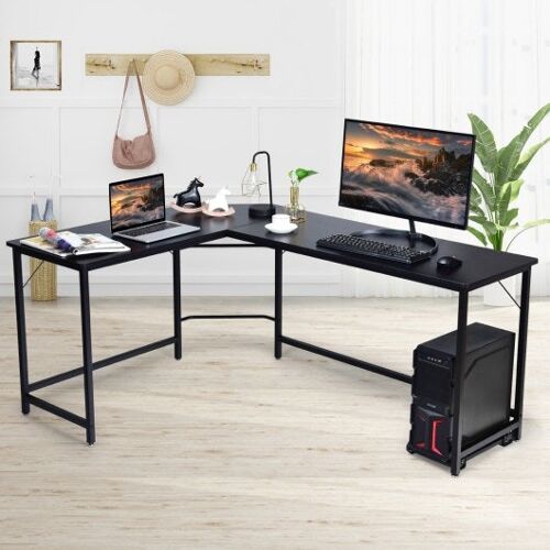 L-förmige Schreibtisch Corner Computer Desk PC Laptop-Spieltisch Workstation-Black-Black