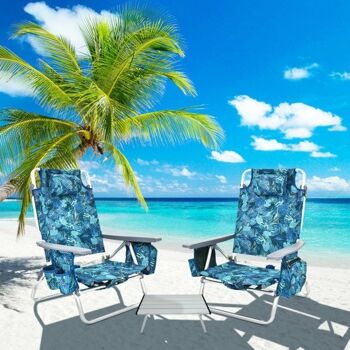 2 Packs 5-Position Outdoor Outdoor Backpack Beach Chair Deck Chair Set-Multicolor 1