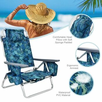 2 Packs 5-Position Outdoor Outdoor Backpack Beach Chair Deck Chair Set-Multicolor 2