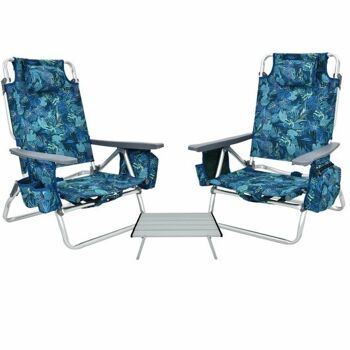 2 Packs 5-Position Outdoor Outdoor Backpack Beach Chair Deck Chair Set-Multicolor 3