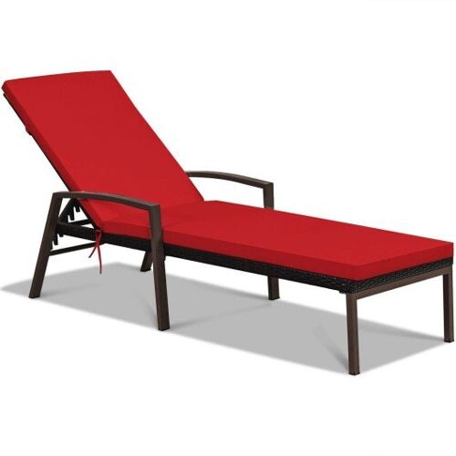 Patio Rattan Lounge Chaise Liege mit verstellbarem gepolstertem Rücken ZAS10161