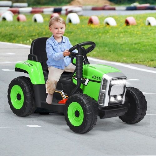 12-V-Fahrt auf dem Traktor mit 3-Gang-Schicht-Bodenlader für Kinder 3+ Jahre alt, grün