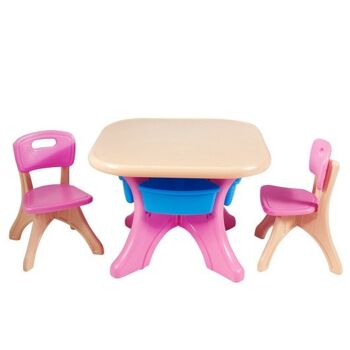 Ensemble de table et chaises de jeu pour enfants en plastique 3 pièces In/Outdoor 1