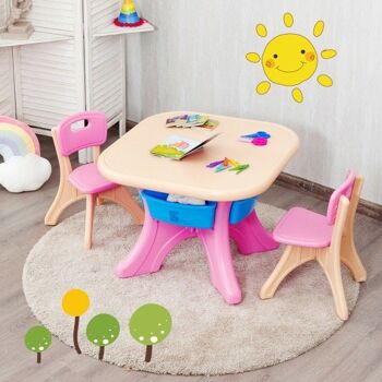 Ensemble de table et chaises de jeu pour enfants en plastique 3 pièces In/Outdoor 2