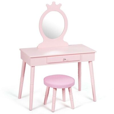 Kinder Eitelkeit Make -up -Tisch und Stuhl Set Make -up Stuhl
