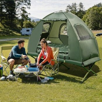 Kaufen Sie 1-Personen-Klappcamping-Zelt mit Sonnenschutz und Luftmatratze  zu Großhandelspreisen