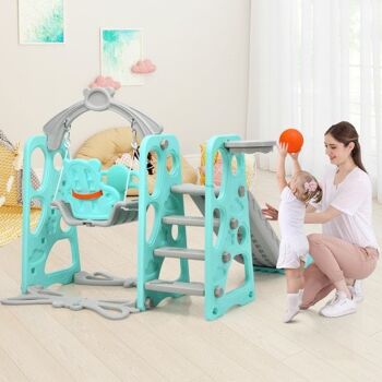 3 en 1 Toddler Climber and Swing Set Slide Playset-Vert 1