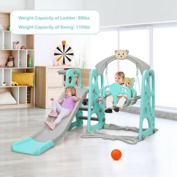 3 en 1 Toddler Climber and Swing Set Slide Playset-Vert 2