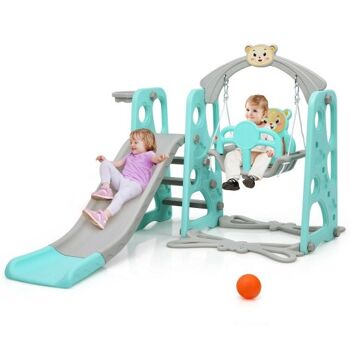3 en 1 Toddler Climber and Swing Set Slide Playset-Vert 3