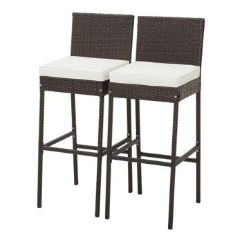 Chaise de bar rembourrée en osier de patio 2 pièces avec repose-pieds confortable lot de 2 3