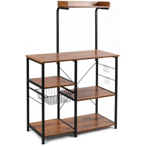 4 Tier Vintage Kitchen Baker's Rack Utility Microwave Stand-Coffee