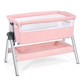 Bébé portable sur lit de chevet avec hauteurs et angles réglables rose 1