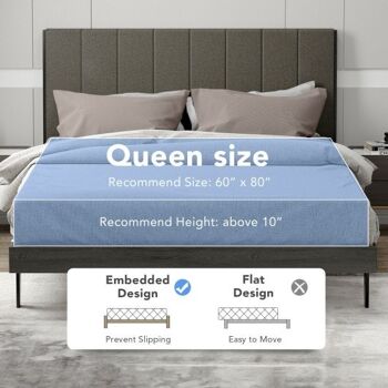 Cadre de lit rembourré de taille Queen avec tête de lit capitonnée 3