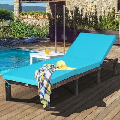 Rattan im Freien verstellbare gepolsterte Chaise-Turquoise ZAS10346