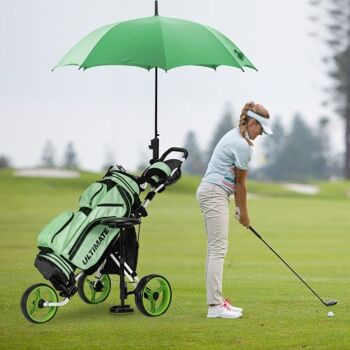 Toboggan de golf pliable à 3 roues avec numéros de siège et poignée réglable vert 1