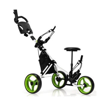 Toboggan de golf pliable à 3 roues avec numéros de siège et poignée réglable vert 2