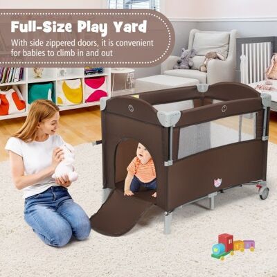 5-in-1 tragbares Baby neben Sleeper Bassinet Crib Playard mit Windelwechslerbraun