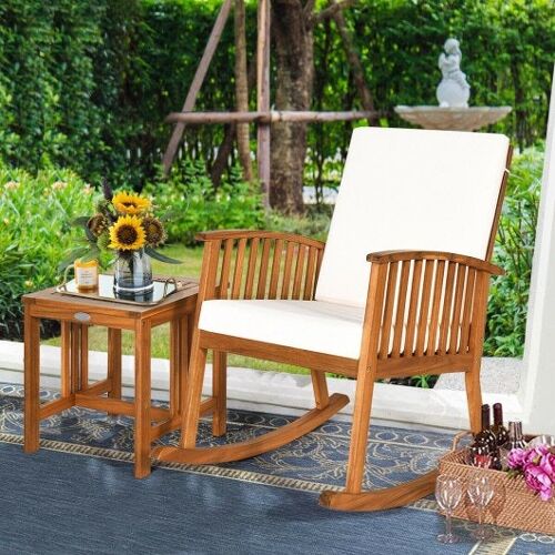 2 Stücke Acacia Holz Terrasse Schaukelstuhltisch Set Set