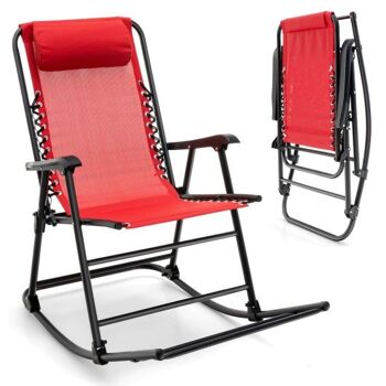 Patio extérieur camping Chaise pliante légère avec repose-pieds - rouge 3
