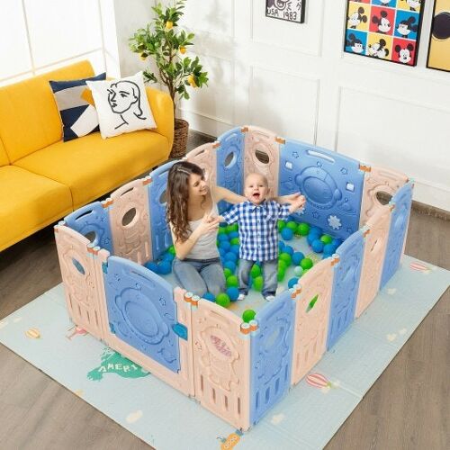 16-panel-faltbares Playpen Kids Activity Center mit abschließbarer Tür